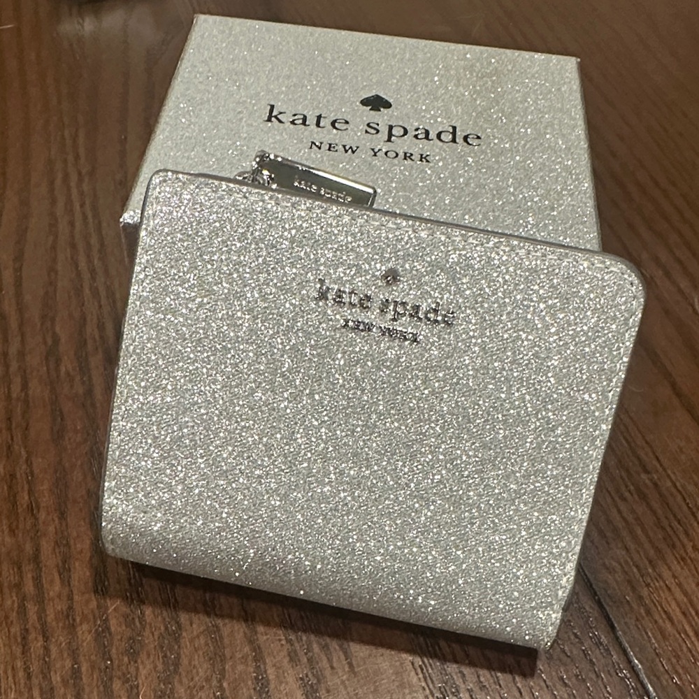 NWT Kate Spade Glittering Silver Wallet